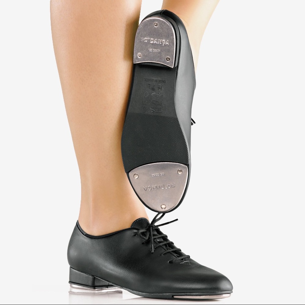 Black lace up tap dance shoes 5.5 M